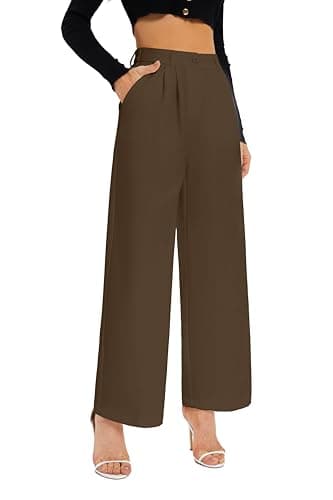 FUNYYZO Women's Wide Leg Pants High Elastic Waisted in The Back Business Work Trousers Long Straight Suit Pants - Image 4