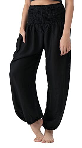 B BANGKOK PANTS Harem Pants Women Yoga Boho Clothes with Pocket (16-20 Plus, Black Classic) - Image 2