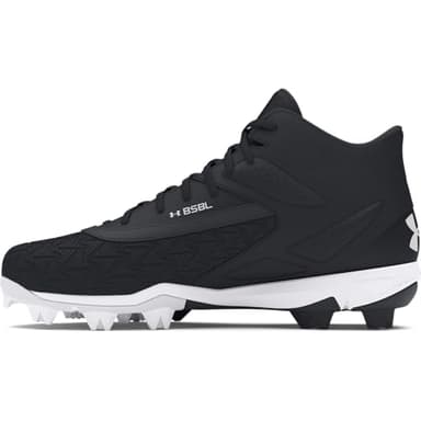 Under Armour Men's Leadoff Mid 3.0 Baseball Cleat, (001) Black/Black/White, 13, US - Image 1