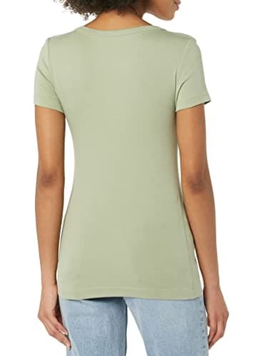 Amazon Essentials Women's Slim-Fit Short-Sleeve V-Neck T-Shirt, Pack of 2, Black/Sage Green, Small - Image 4