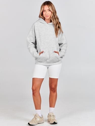 ANRABESS Women Hoodies Oversized Fleece Long Sleeve Comfy Casual Basic Pullover Sweatshirts 2025 Fall Outfits Y2K Clothes Grey Small - Image 8