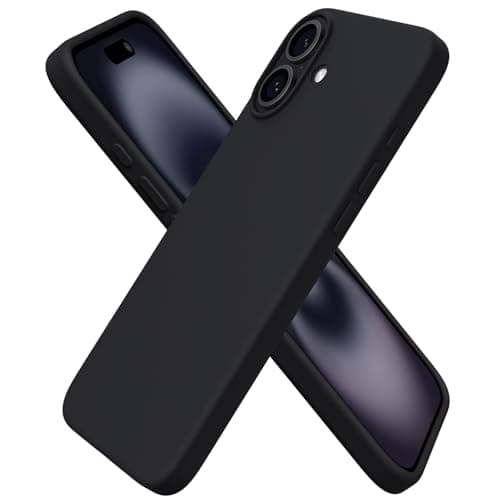 ORNARTO Compatible with iPhone 16 Plus Case 6.7, Slim Liquid Silicone 3 Layers Full Covered Soft Gel Rubber Phone Case Protective Cover 6.7 Inch, Black - Image 1