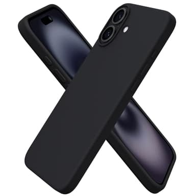 ORNARTO Compatible with iPhone 16 Plus Case 6.7, Slim Liquid Silicone 3 Layers Full Covered Soft Gel Rubber Phone Case Protective Cover 6.7 Inch, Black - Image 1