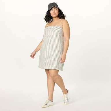 The Drop Women’s Seville Linen Mini Shift Dress, Whisper White/Black Stripe, M - Image 7