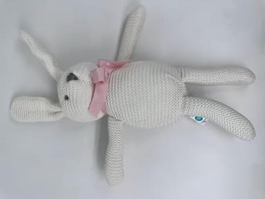 FLUFFYFUN Organic Baby Toys White Bunny Rabbit Stuffed Animal for Newborn 7.1" - Image 7