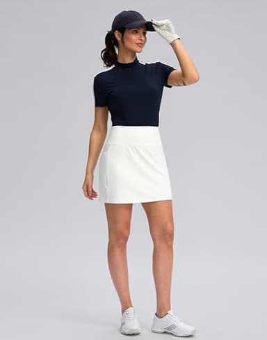G Gradual Women's Golf Skirts Skort 4 Side Pockets High Waisted Stretchy Tennis Skirt with Short Athletic Casual (White, M) - Image 6