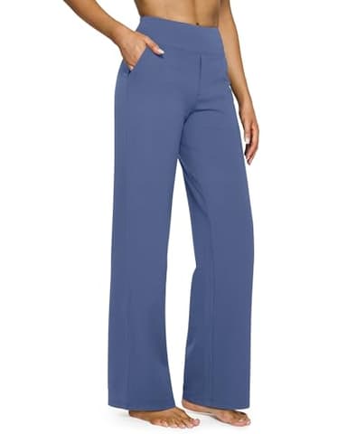 G4Free Women's Wide Leg Pants with Pockets High Waist Loose Sweatpants Casual Lounge Yoga Workout Palazzo(Demin Blue,XXL,29") - Image 1