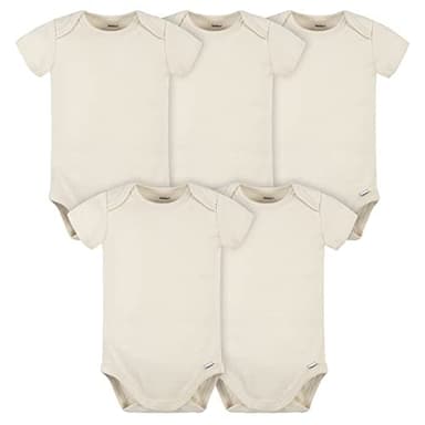 Gerber Baby 5 Pack Onesies Multi-Packs Bundle Interlock 180 gsm, Natural, 0-3 Months US - Image 1