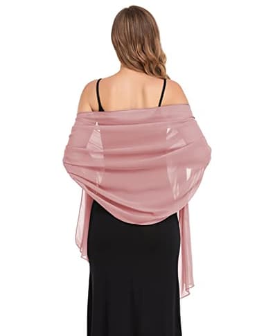 Pukguro Shawls and Wraps for Evening Dresses Sheer Chiffon Women Elegant Soft Silky Wraps Wedding Bridal Scarf Dusty Rose 79 * 18'' - Image 2
