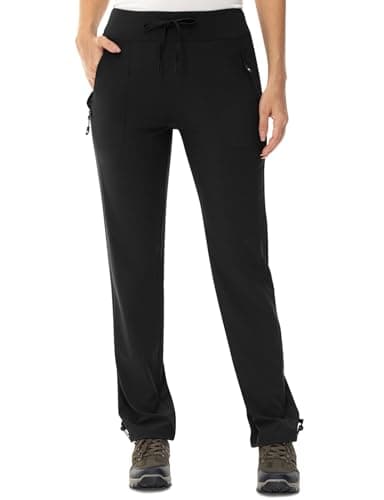 TBMPOY Women's Hiking Pants Lightweight Water Resistant Travel Joggers Quick Dry Outdoor Athletic Pants Zipper Pockets Black 3L - Image 1