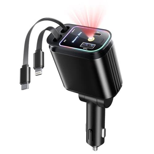 Starlight Retractable Car Charger with Retractable Cables, Starlight in Car Roof 4 in 1 Super Fast USB C Car Phone Charger, 2 USB Ports Starry Sky Adapter, Compatible with iPhone 17 16 15 14, Galaxy - Image 1