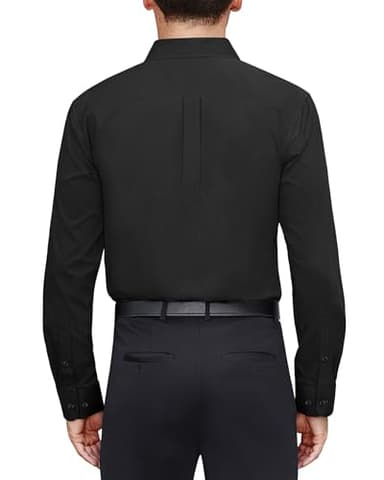 J.VER Men's Dress Shirts Cotton Stretch Long Sleeve Solid Formal Shirt Business Stain Shield Casual Button Down Shirts Black XL - Image 3