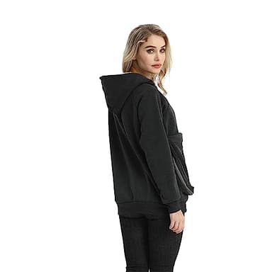 ALYC Cat Dog Carrier Hoodie Large Pet Pouch Sweatshirt Puppy Kitten Holder Pullover Top Kangaroo Hoodies for Women Dark Grey - Image 2