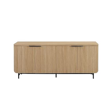 Walker Edison Reema Fluted 4-Door Kitchen Sideboard Buffet Console, 69 Inch, Coastal Oak - Image 1