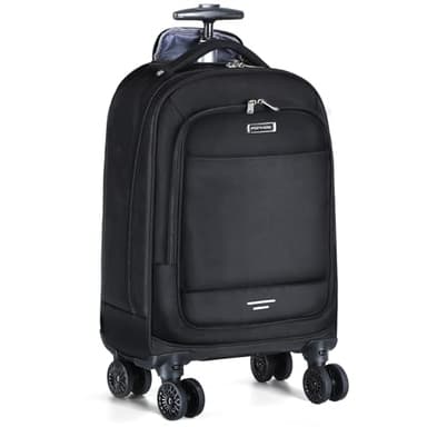 Ponhog Rolling Backpack, 15.6 inch Laptop Backpack with 4 Spinner Wheels, Carry on Travel Backpack Water Resistant Wheeled Backpacks for Women Men Suitable for Overnight College Work, Black - Image 1