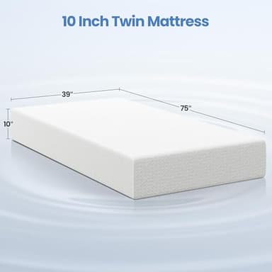Yaheetech 10 Inch Twin Mattress 3 Foam Layer Cooling Gel Memory Foam Mattresses, Green Tea for Fresher Sleep, Medium Firm, CertiPUR-US Certified, No Fiberglass, Twin Size Mattress in a Box - Image 2
