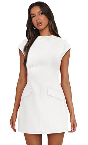 OFEEFAN Resort Wear for Women Graduation Dress Homecoming Dresses White Mini Dress S - Image 4