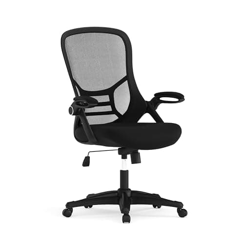 Flash Furniture Porter High Back Black Mesh Ergonomic Swivel Office Chair with Black Frame and Flip-up Arms - Image 1