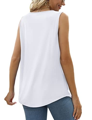 Saloogoe Summer Clothes for Women Loose Fit Tank Tops Flowy Camisole White 2XL - Image 3