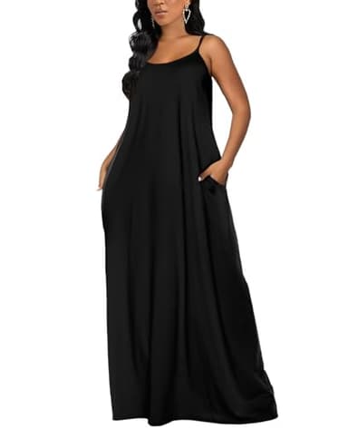 OFEEFAN Maxi Dress Spring Dresses for Women 2025 Women Beach Fashion Summer Outfits Sexy Black Long Dresses for Women M - Image 2