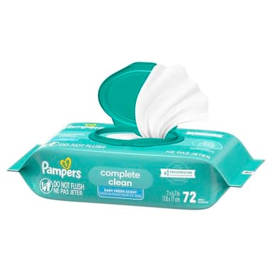 Pampers Baby Wipes, Complete Clean Baby Fresh Scented Wipe, Gently Cleans Head to Toe, 72 Total (1 Flip-Top Packs) - Image 11