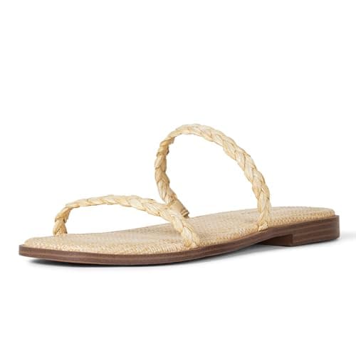 The Drop Women's Paris Square Toe Two Strap Flat Sandal, Braided Strap Raffia, 9.5 - Image 1