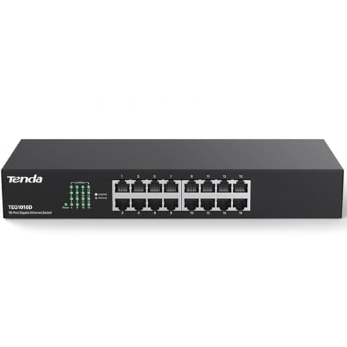 Tenda TEG1016D, Unmanaged 16 Port Gigabit Switch, Rackmount Ethernet Switch, Plug & Play, Fanless & Metal Design Network Switch, Limited Lifetime Protection - Image 1