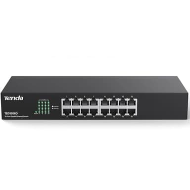 Tenda TEG1016D, Unmanaged 16 Port Gigabit Switch, Rackmount Ethernet Switch, Plug & Play, Fanless & Metal Design Network Switch, Limited Lifetime Protection - Image 1