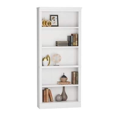 Furniwell Bookcase Bookshelves, 5-Shelf Tall Bookcase 71" Wood Open Display Floor Bookshelf, Large Storage Organizer for Library, Bedroom, Living Room (White) - Image 6