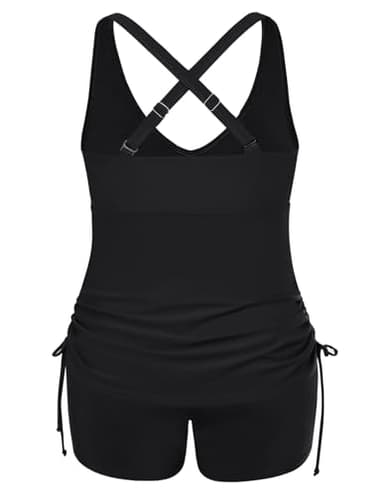 Hanna Nikole Tankini Bathing Suits for Women Plus Size Tummy Control Bathing Suits 2 Piece Tankini Black 20 Plus - Image 2