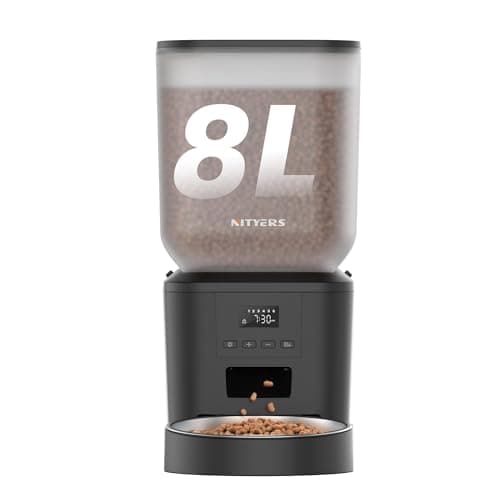 Automatic Dog Feeder - 8L/34 Cups Large Capacity Automatic Cat Food Dispenser with LCD Screen, Large Food Tray, Battery Operated, Timed Cat Feeder, Up to 50 Portions 6 Meals Per Day, Keeps Fresh - Image 1