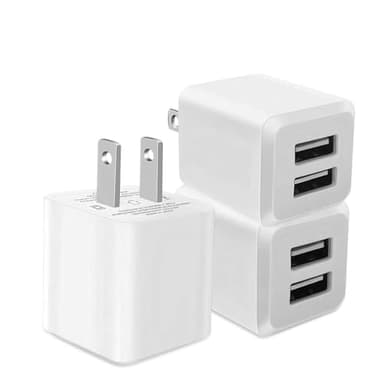 3- Pack, USB Wall Charger, Dual Port USB Cube Power Adapter Charger Plug Block Charging Box, Dual Port Wall Fast Charging Adapter, Compatible for i Phone 15 14 13 12 11 - Image 1