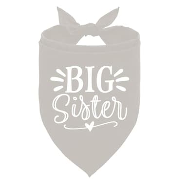 Big Sister Dog Bandana - Light Gray Pet Scarf Accessories, Triangle Bandana for Large Dogs, Baby Announcement (L) - Image 1
