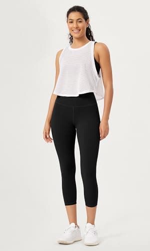 ODODOS 2-Pack Buttery Soft Lounge Yoga Capris for Women 23" High Waist Non See Through Cropped Leggings, Black+Black, XX-Large - Image 2