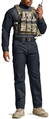 CQR Men's Flex Ripstop Tactical Pants, Water Resistant Stretch Cargo Pants, Lightweight EDC Hiking Work Pants, Dura Flex Operator Navy, 28W x 30L - Image 3