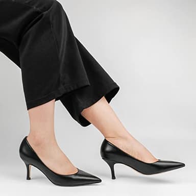 JOY IN LOVE Women's Shoes Low Heels Pointy Toe Kitten Heel Daily Pumps Black Matte 6 US - Image 7