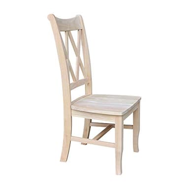 IC International Concepts, Set of 2 Double X-Back Dining Chairs, Armless, Real Wood, Kitchen/Dining/Accent, 19.9"W x 22"D x 41.3"H, 225 Lbs Wt. Capacity, DIY, Paint/Stain In Any Color, Unfinished - Image 5