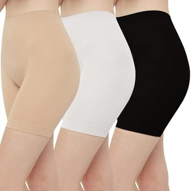 INNERSY Women's Slip Shorts for Under Dresses High Waisted Shorts 3-Pack(Black Nude White,Medium) - Image 1
