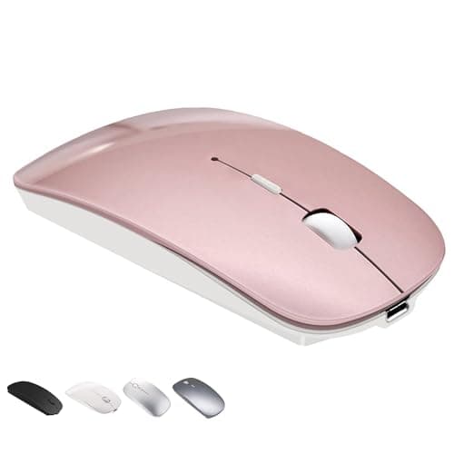 Bluetooth Wireless Mouse for MacBook Air Mac Pro Laptop Computer iPad Pad PC Laser Optical Rechargeable Mini Slim Silent Mouse Widely Used Desktop Hp iMac (Rose Gold) - Image 1