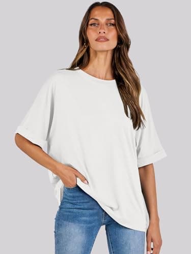 ANRABESS Womens Tops Oversized T Shirts Short Sleeve Crewneck Summer Casual Loose Basic Tee Shirt 2025 Trendy Fashion Clothes White Medium - Image 4