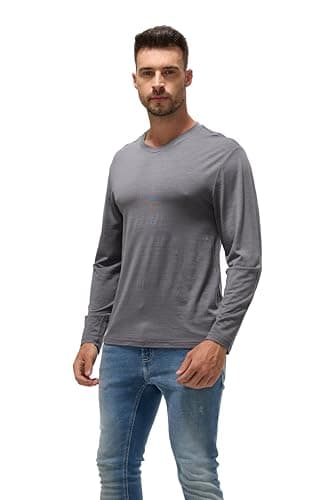 100% Ultrafine Merino Wool Base Layer for Men | V-Neck Long Sleeve Thermal Shirt, Moisture Wicking & Odor Resistant Grey - Image 6