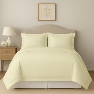 eBeddy Linens Duvet Cover Set Full Size 80x90 Inch 100% Cotton Soft and Breathable 3 Pieces (1 Duvet Cover & 2 Pillow Shams) Premium Bedding Collection Zipper Closure & Corner Ties, Ivory Solid - Image 1