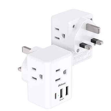 2-Pack UK Travel Plug Adapter - US to UK Plug Adapter, Type G International Plug Adapter, Dubai England Ireland Travel Essentials, UK Power Adapter - Image 1