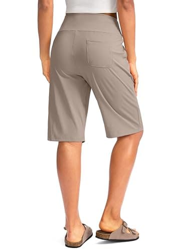 G Gradual Women's 12" Bermuda Long Shorts with Pockets High Waisted Stretch Knee Length Shorts for Women Summer Walking(Dark Khaki,M) - Image 2