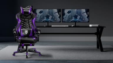 Vonesse Gaming Chair, Big and Tall Gaming Chair with Footrest and Massage, Gaming Chairs for Adults with Lumbar Support, Ergonomic High Back Computer Chair with Pocket Spring Cushion (Purple/Black) - Image 2