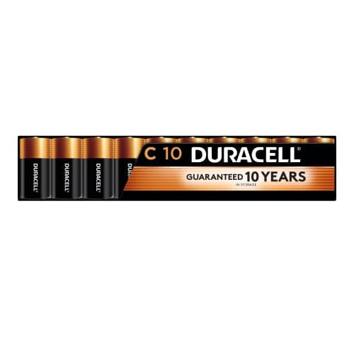 Duracell Coppertop C Batteries, 10 Count (Pack of 1), C Battery with Long-lasting Power, All-Purpose Alkaline Battery for Household and Office Devices - Image 1