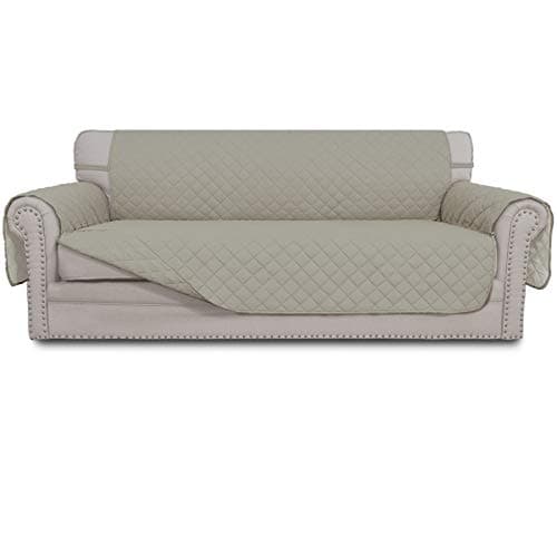 Easy-Going Reversible Couch Cover for 3 Cushion Couch Sofa Cover for Dogs Water Resistant Furniture Protector Cover with Foam Sticks Elastic Straps for Pet Cat (Sofa, Beige/Beige) - Image 1