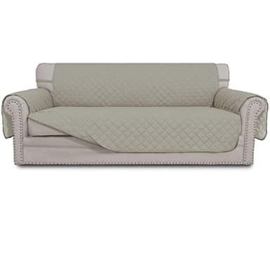 Easy-Going Reversible Couch Cover for 3 Cushion Couch Sofa Cover for Dogs Water Resistant Furniture Protector Cover with Foam Sticks Elastic Straps for Pet Cat (Sofa, Beige/Beige) - Image 1