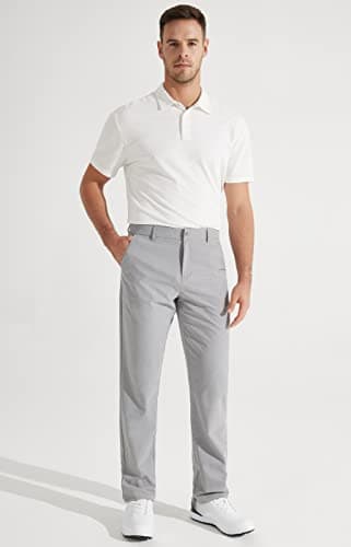 Libin Mens Golf Pants Classic Fit Stretch Work Dress Pants 32" Quick Dry Lightweight Business Casual Trousers Comfort Water Resistant, Light Grey, 32W x 32L - Image 6