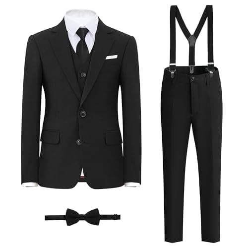 BOLADA Boys' Suit Black Slim fit Suits for Kids Formal Classic 6 Piece Big Boys Tuxedos Teen Youth Size 12 - Image 1